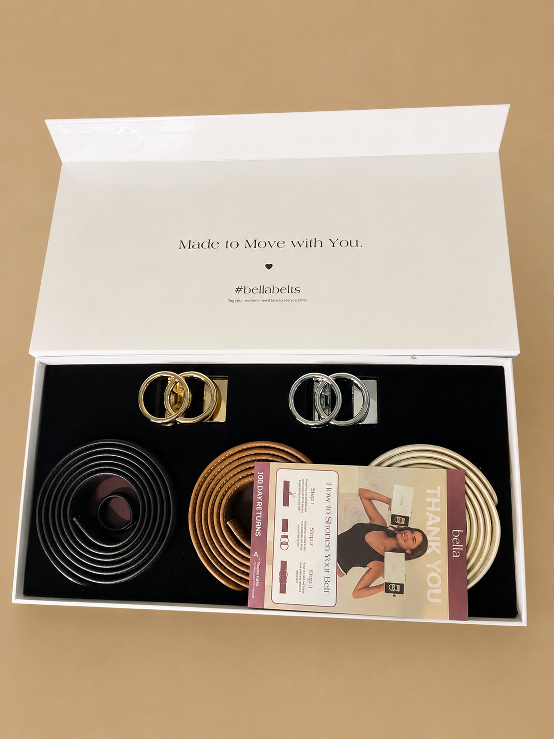 Bella Belts Interchangeable Belt Gift Set – 3 Belts & 2 Buckles