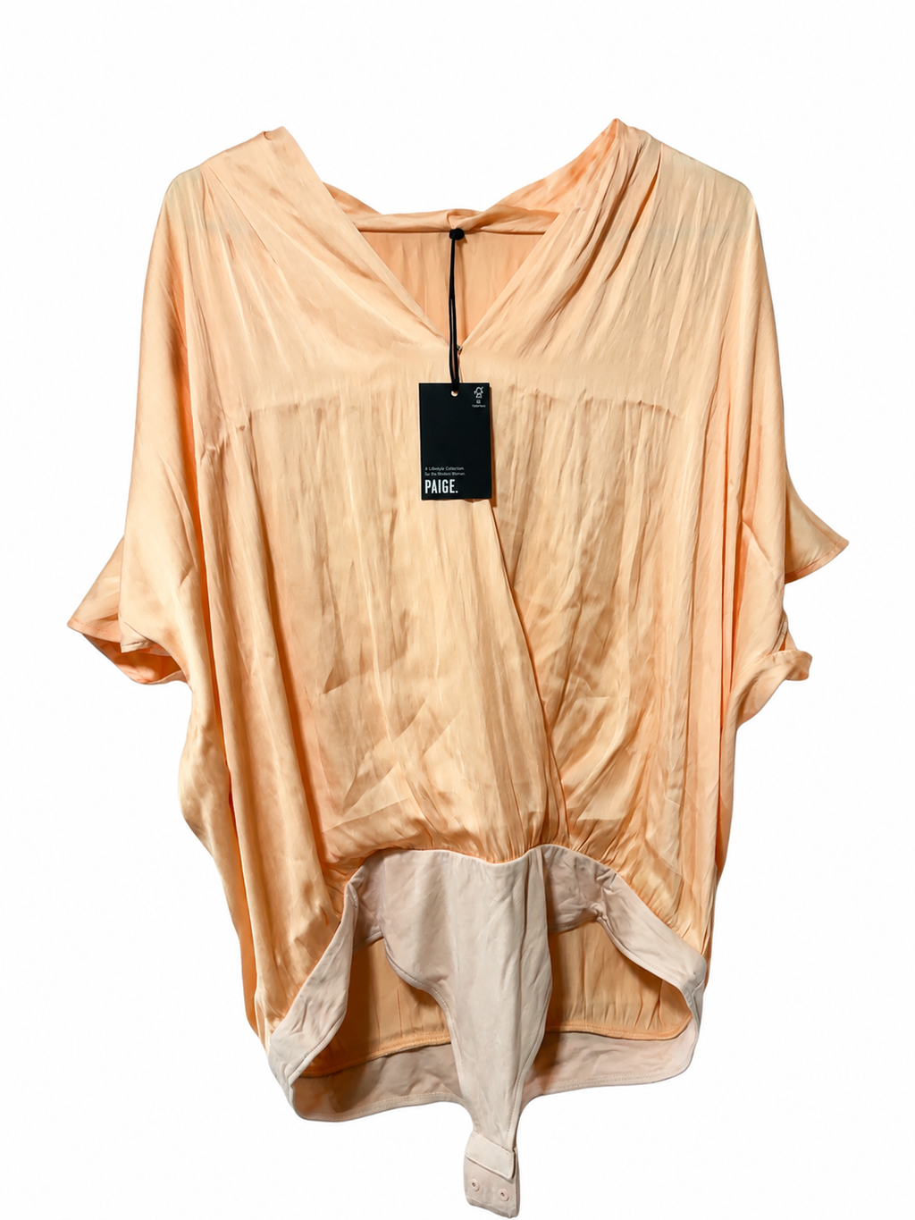 PAIGE Satin Kimono Sleeve Bodysuit | Peach | New With Tags XL