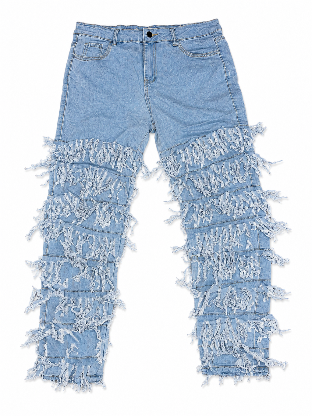 SHEIN Fringe Distressed High-Waisted Jeans – Light Wash | Women’s XL - READ DESCRIPTION