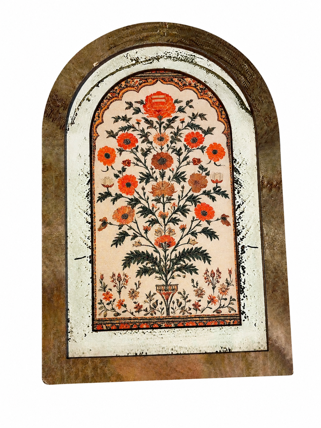 6” x 4” Indian-Inspired Floral Wooden Wall Plaque