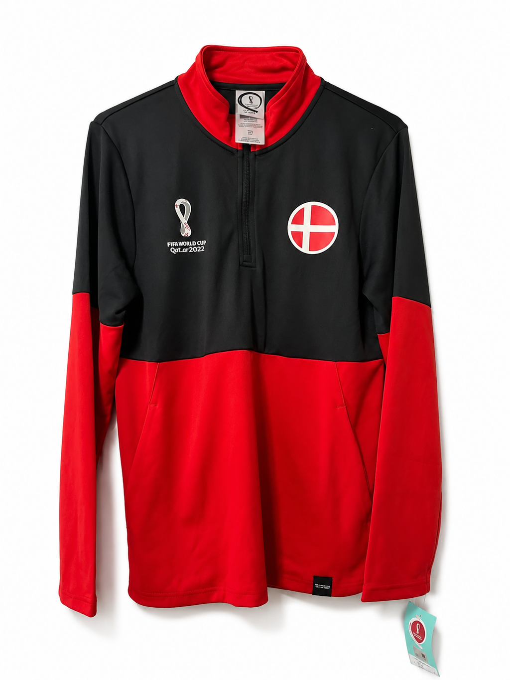 Denmark FIFA World Cup Qatar 2022 Quarter-Zip Pullover | Red & Black | NWT | small