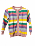 Girls’ Colorful Striped Cardigan Sweater Size 140 (9/10)