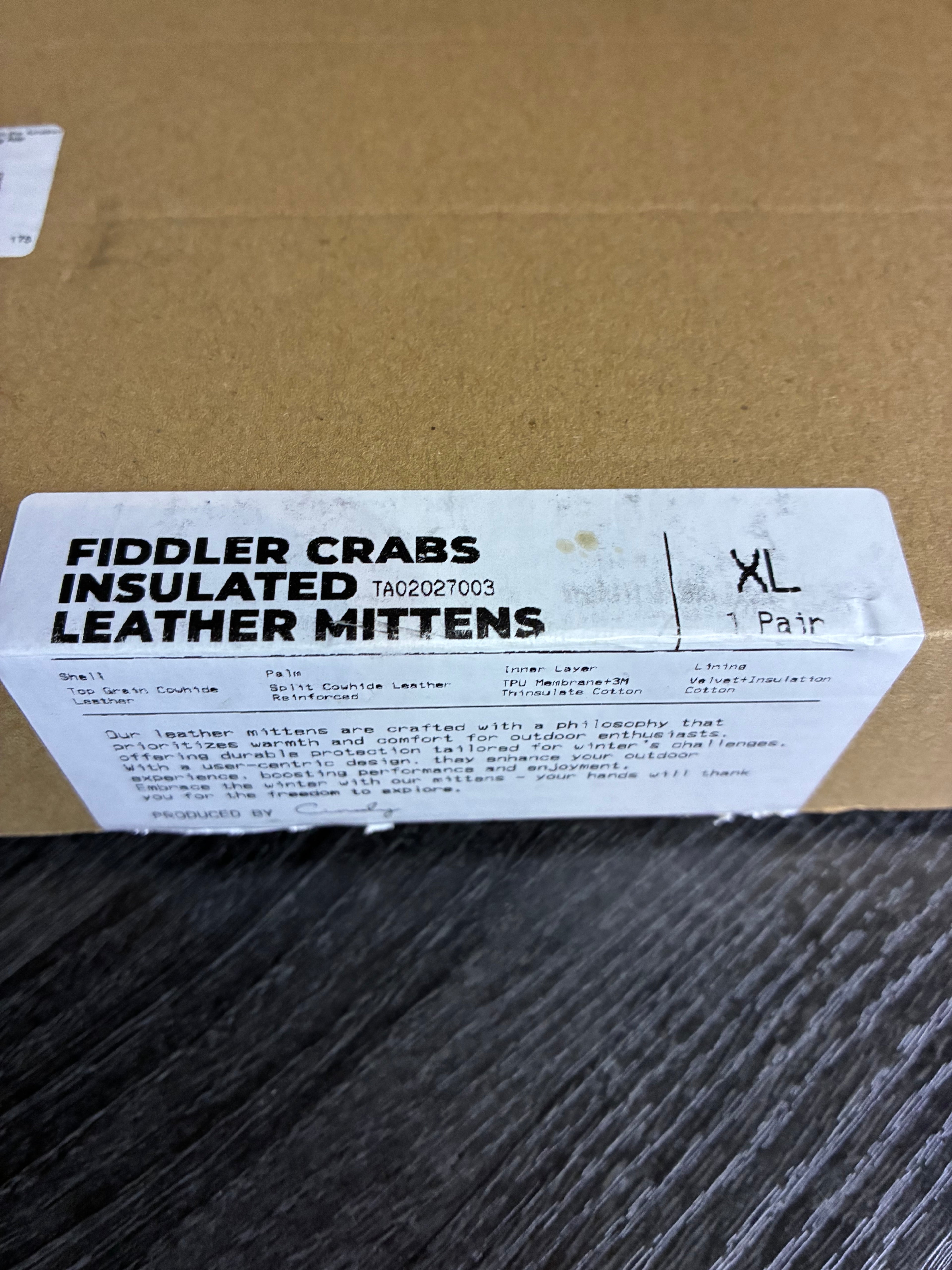 Fiddler Crabs Insulated Leather Mittens – XL