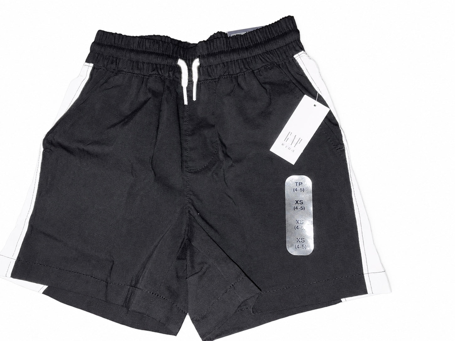 Boys Black Athletic Shorts with White Trim | Size XS (4–5) | New With Tags