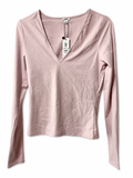 Garage Pink V-Neck Long Sleeve Top – Size Large