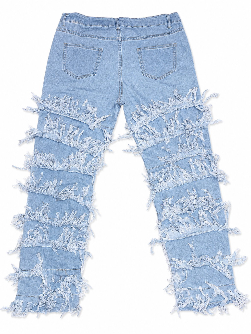 SHEIN Fringe Distressed High-Waisted Jeans – Light Wash | Women’s XL - READ DESCRIPTION