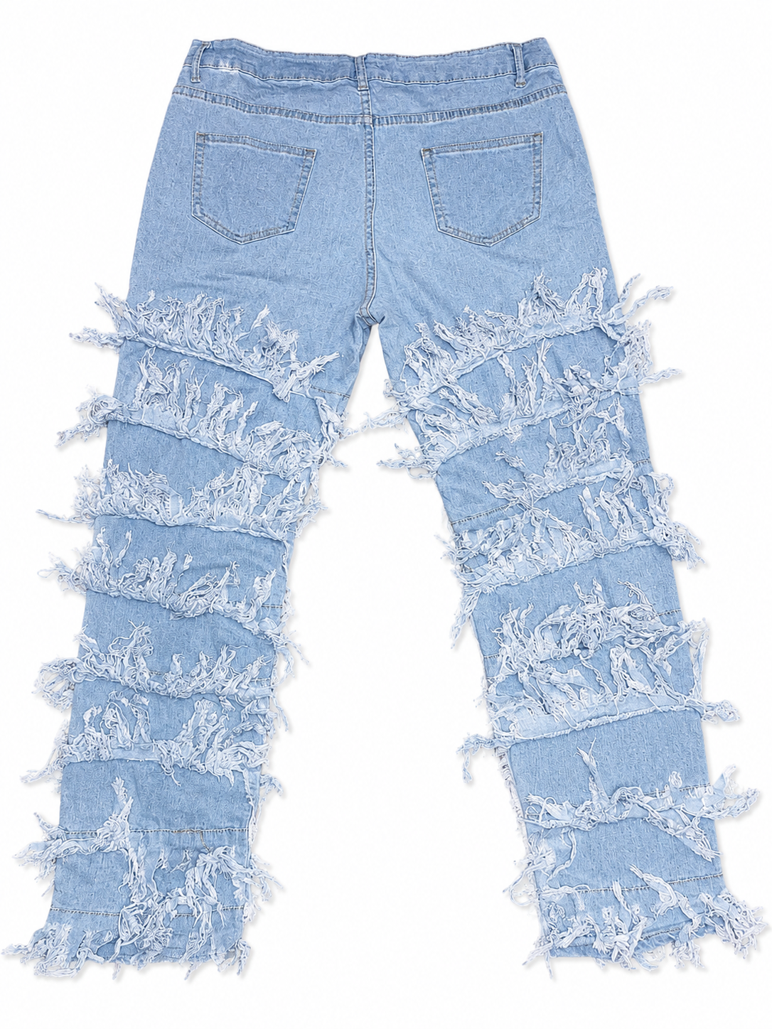 SHEIN Fringe Distressed High-Waisted Jeans – Light Wash | Women’s XL - READ DESCRIPTION