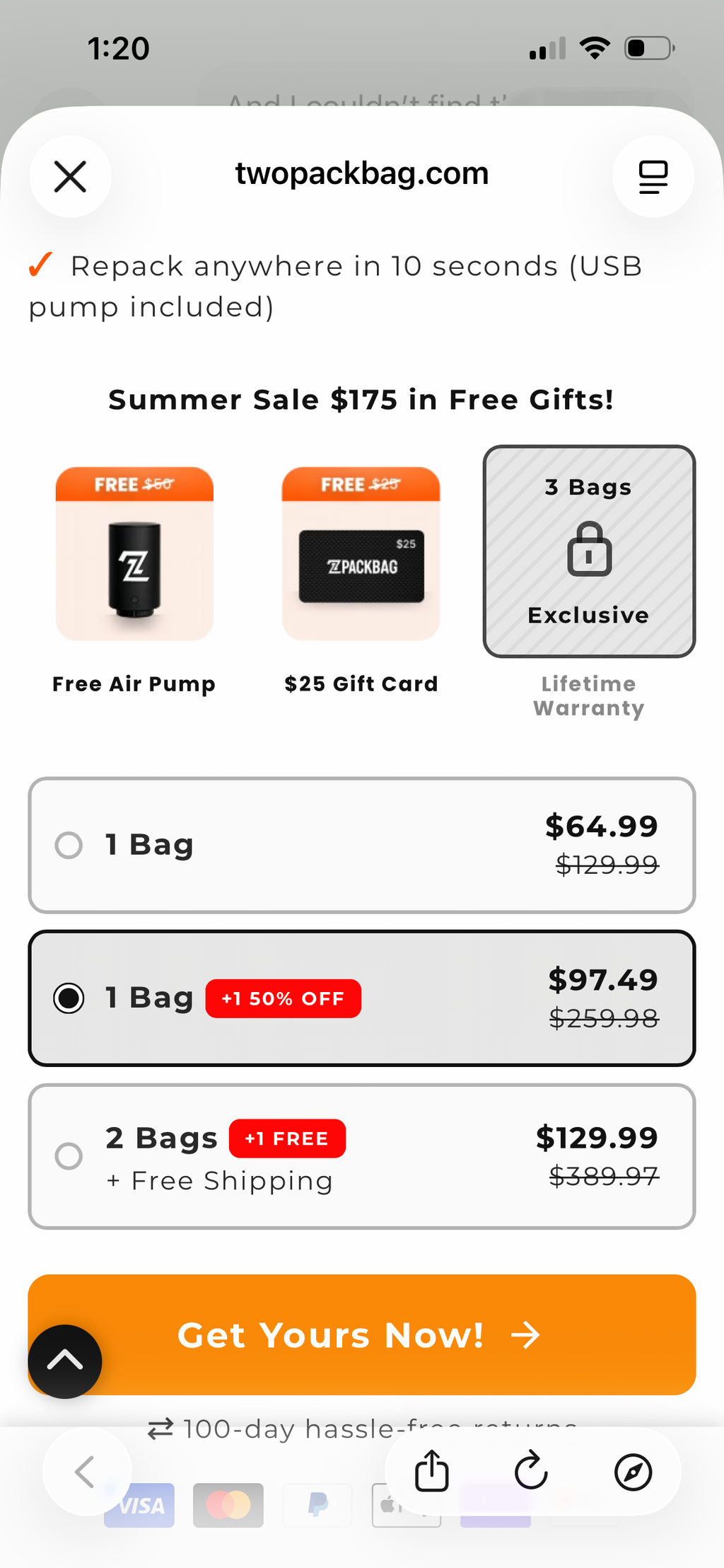 Vacuum Compression Travel Bags with Air Pump – 2 Bags | New