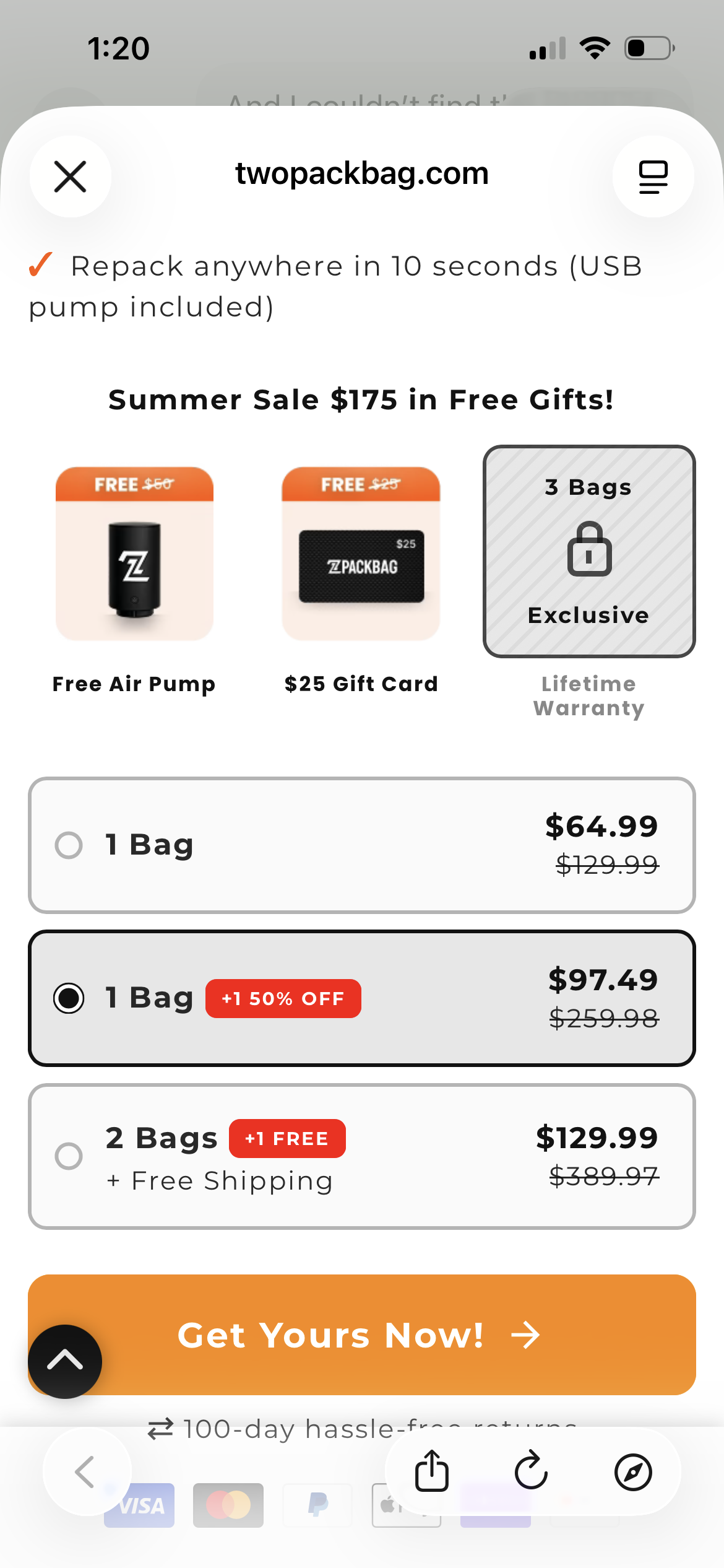 Vacuum Compression Travel Bags with Air Pump – 2 Bags | New