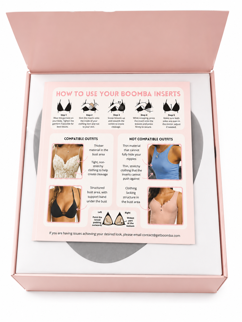BOOMBA Invisible Bra Inserts – Caramel Size E New Open Box