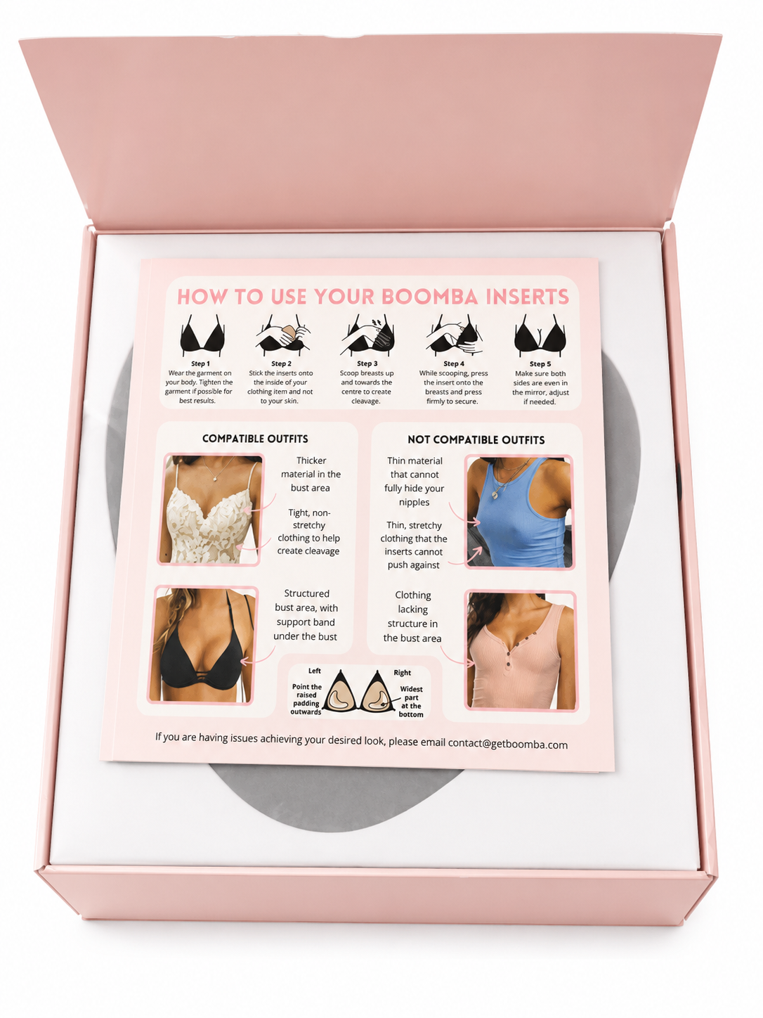 BOOMBA Invisible Bra Inserts – Caramel Size E New Open Box