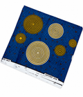 African Ankara Wax Print Fabric – Blue & Gold Geometric Circle Pattern