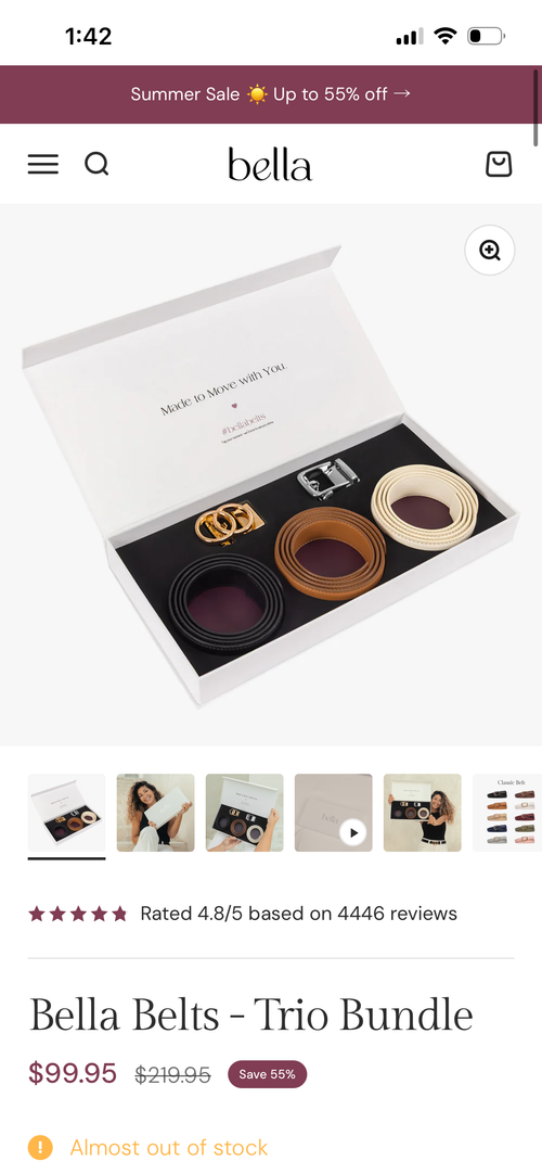 Bella Belts Interchangeable Belt Gift Set – 3 Belts & 2 Buckles